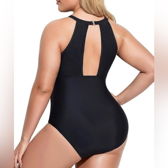 NWT Daci Plus Size One Piece Swimsuit for Women High Neck Plunge Mesh Sz 2XL - Picture 2 of 6